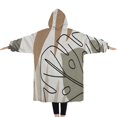 thumbnail image 2 of Oversized Wearable Blanket Hoodie,Brown Boho Plant Pattern Sherpa Blanket Hoodie with Super Pockets,Super Warm Fuzzy Pullover for Women & Men, 2 of 6