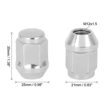 16PC 12x1.5 Chrome Conical Seat Bulge Acorn Lug Nuts For Chevrolet Chevy