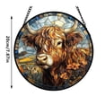 thumbnail image 2 of Round Stained Glass Hanging Panel Featuring Highland Cow Design for Window or Wall Display with Metal Chain Included, 2 of 8