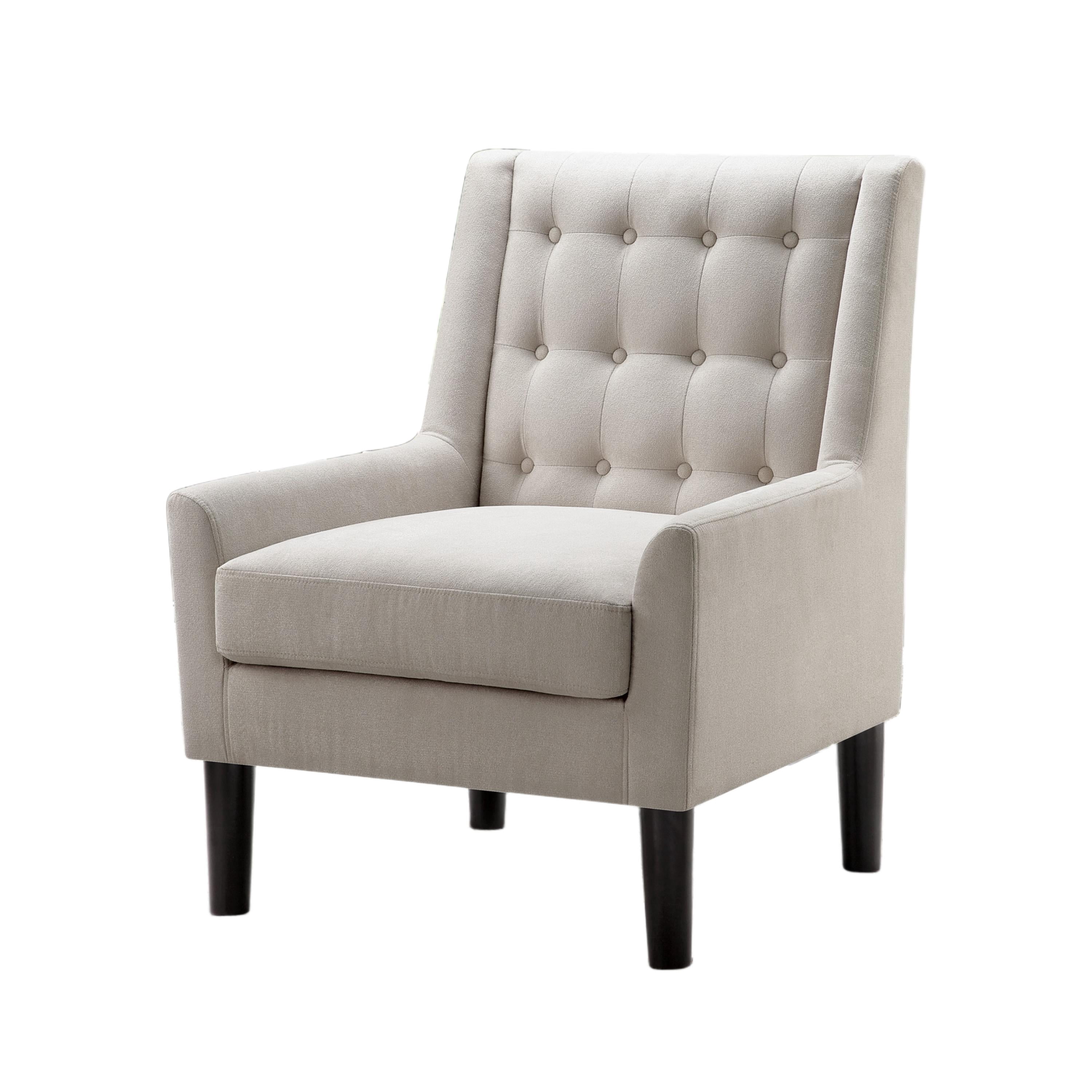 BSHTI Beige Velvet Upholstered Accent Arm Chair, Solid Rubberwood Frame, Modern Living Room Bedroom Chair with Plush Foam Padding