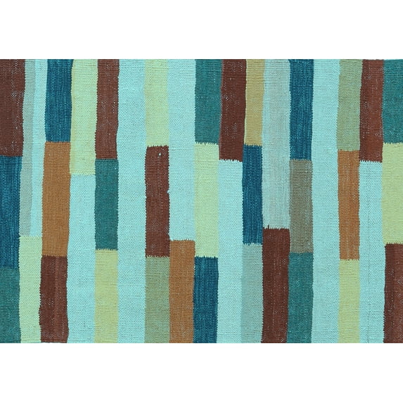 Ahgly Company Indoor Rectangle Abstract Light Blue Contemporary Area Rugs, 5' x 8'