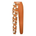 thumbnail image 5 of Girl's Halloween Print Wide Leg Sweatpants Baggy Straight Loose Sweat Pants High Waist Causal Kids Athletic Pants with Pockets Orange 13-14 Years, 5 of 5