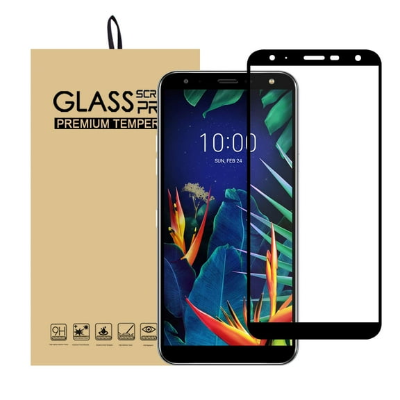 [1-Pack] Mignova LG K40 2019/K12 Plus/LG X4 2019 Full Screen Protective Film,9H Hardness HD Transparent Tempered Glass Screen Protector LG K40 2019/K12 Plus/LG X4 2019 Released-Black
