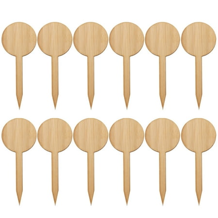 

20 Pcs Thicken Bamboo Signpost T Shape Mini Plants Label Plaque Ornaments Miniature Decors Seedling Box Plant Ornaments (Round Style)