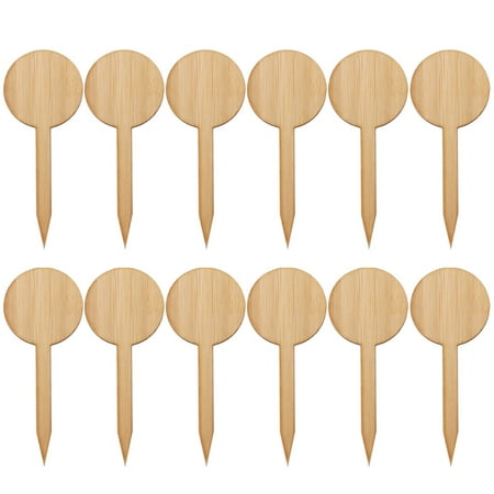 

20 Pcs Thicken Bamboo Signpost T Shape Mini Plants Label Plaque Ornaments Miniature Decors Seedling Box Plant Ornaments (Round Style)