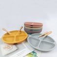 thumbnail image 5 of Plato de suplemento alimenticio de silicona para niños, vajilla de alimentación infantil, compartimento integrado resistente a caídas de tres rejillas, resistente a altas temperaturas, placa sin, 5 of 5