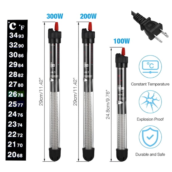 HIBIBUD Fish Tank Heater Fish Tank Heater 20 Gallon,Aquarium Heater with Thermometer Strip for 20-100 Gallon Fish Tank