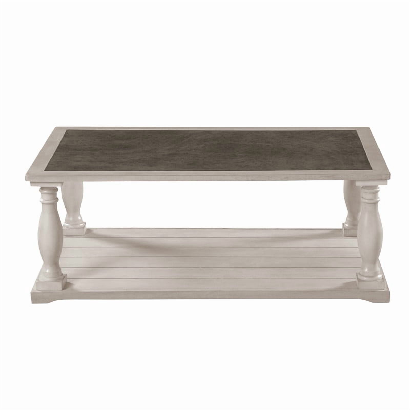 Vintage Rectangular Center Coffee Table with Sculptural Spindle Solid Wood Legs, 2-Tier Traditional Wooden Cocktail End Table
