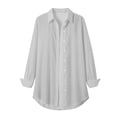 thumbnail image 4 of YVNAURA Women Loose Fit Long Sleeve Blouses Work Casual Business Attire Tunic Tops Plus Size Room Fit Crewneck Soft Side Split Hem Daily Essential Top, Mint Green,M, 4 of 5