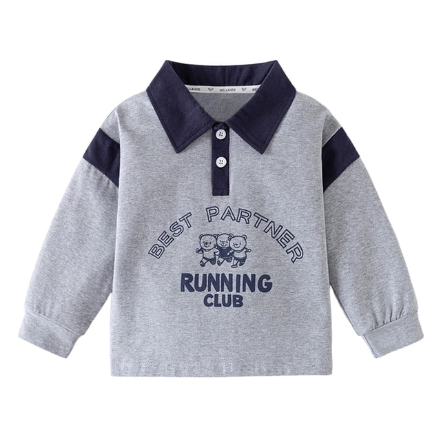 Liyamei Chemise à Col Rabattu Imprimés Dessin Animé pour Garçons et Filles, Manches Longues, Taille 7-8 Ans