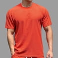 thumbnail image 2 of FRSASU Men's T-Shirts Casual Short Sleeve Crewneck Solid Color Basic Work Shirt Textured Daily Wear Pullover Tees Orange, 2 of 7