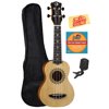 Luna Vintage Spruce Soprano Ukulele Bundle with Gig Bag, Tuner, Austin Bazaar Instructional DVD, and Polishing Cloth