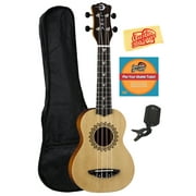 Luna Vintage Spruce Soprano Ukulele Bundle with Gig Bag, Tuner, Austin Bazaar Instructional DVD, and Polishing Cloth