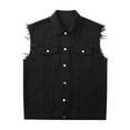 thumbnail image 1 of LOVZFMLL Jackets for Men's Solid Color Motorcycle Turndown Collar Denim Punk Sleeveless, 1 of 4