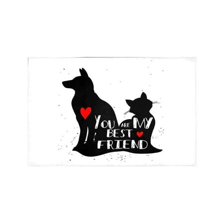MKHERT Funny Cat and Dog Silhouette You are My Best Friend Placemats Table Mats for Dining Room Kitchen Table Decoration 12x18 inch,Set of