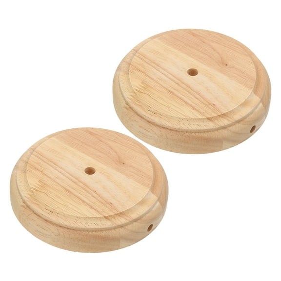 Uxcell 6" x 1.3" Wooden Lamp Base, 2pcs Round Solid Wooden Base Wood Desk Lamp Display Stand Replacement