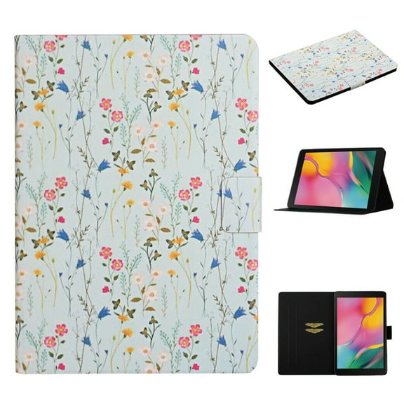 For Samsung Galaxy Tab A 8.0 2019 Flower Pattern Horizontal Flip Leather Case with Card Slots &