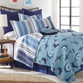 thumbnail image 2 of Levtex Home - Sammy Shark Quilt Set - Kids Twin/Twin XL Quilt and One Standard Sham - Striped - Blue, Navy, and White - Quilt (66x86in.) and Sham (20x26in.) - Reversible - Cotton, 2 of 4