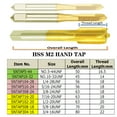 thumbnail image 2 of Max-Craft HSS M2 Hand Taps Titanium Nitrided Straight Flute HSS Taps Threads Screws in Metal Steel, 2 of 6
