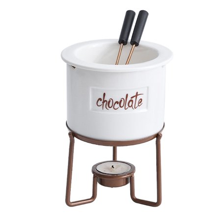 

Fondue Pot Set Mini - DIY Heating Ceramic Chocolate Melting Pot 350ml | Chocolate Fountain Maker for Party Kitchen Birthday Ceremony