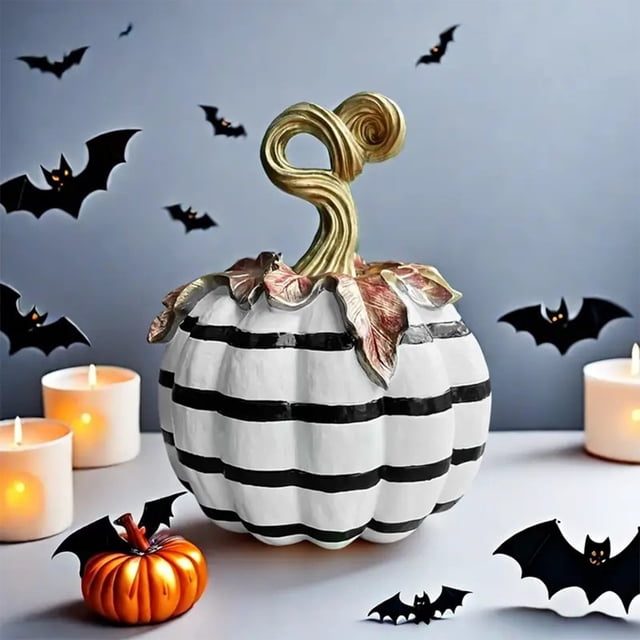 Uuiauoio Resin Pumpkin Ornament Halloween Party Decor Home Art Figurine Fall Thanksgiving Decorative Centerpiece for Living Room