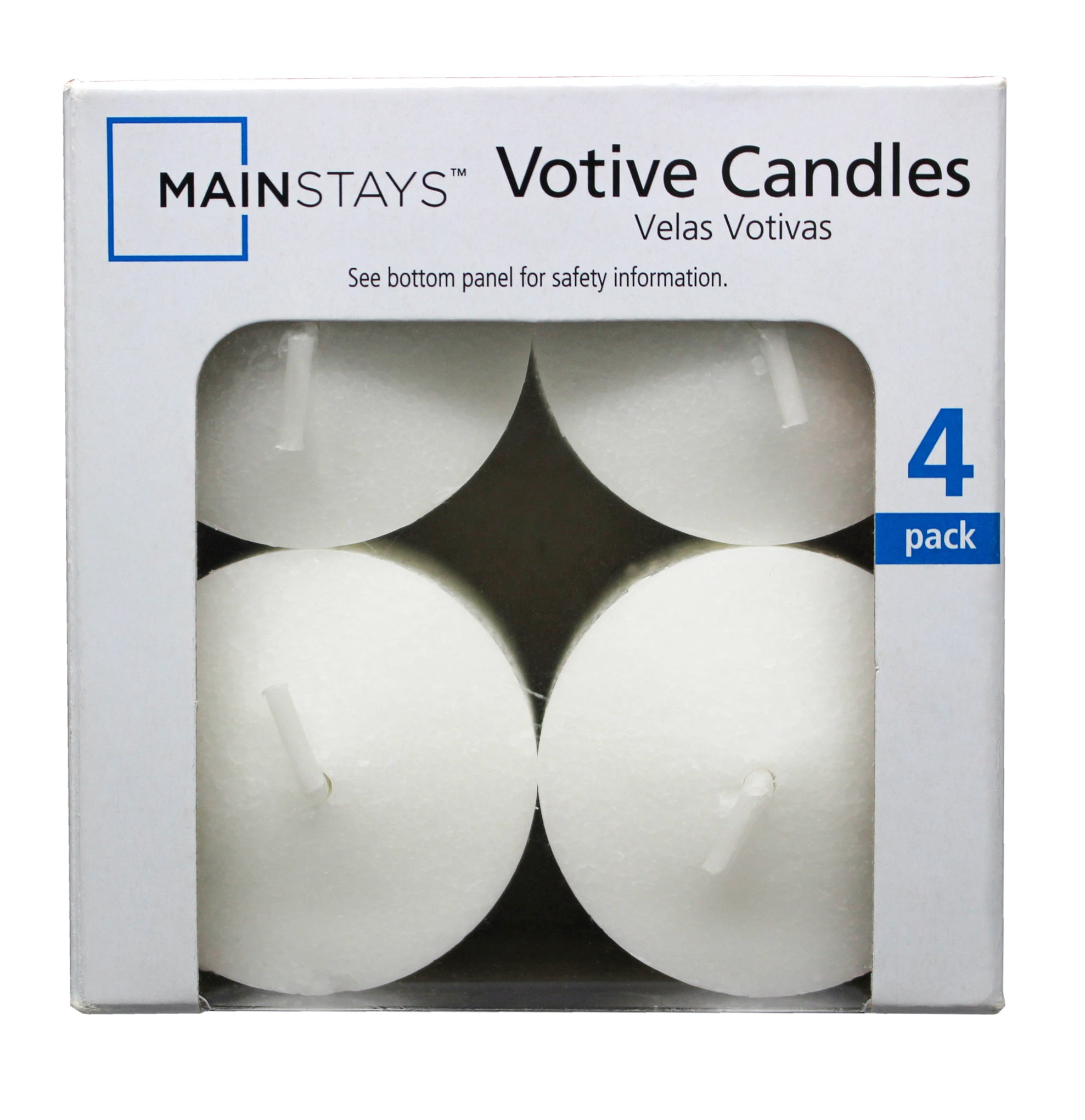 Mainstays Unscented Votive Candles, White, 4-Pack