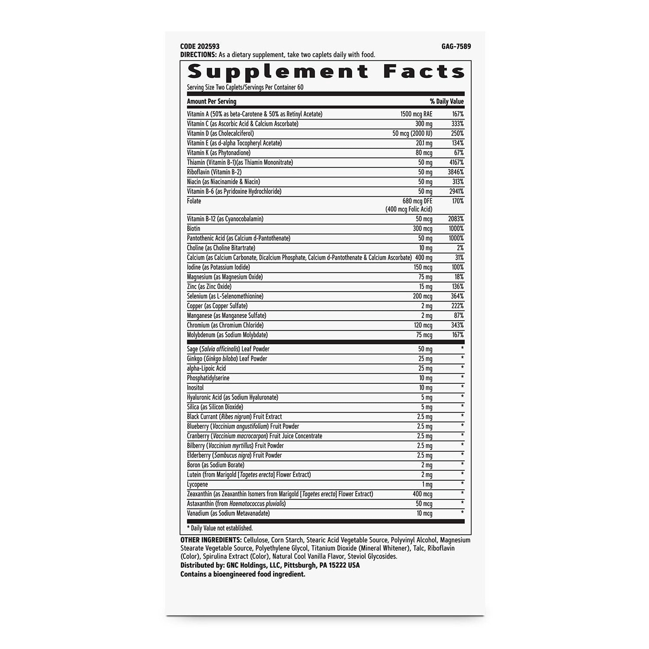 GNC Womens 50+ multivitamin, 120 Caplets (Pack of 1)