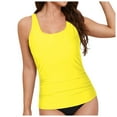 thumbnail image 4 of wamacs Women's Underwire Tankini Swimsuit - Twist V Neck Sexy Comfor Bathing Suit Top Only, No Bottom (Yellow,S), 4 of 9