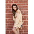 thumbnail image 2 of Women Boat Neck Fuzzy Furry Sweater Knit Pullover Loose Fit Tunic Top Beige Medium, 2 of 3