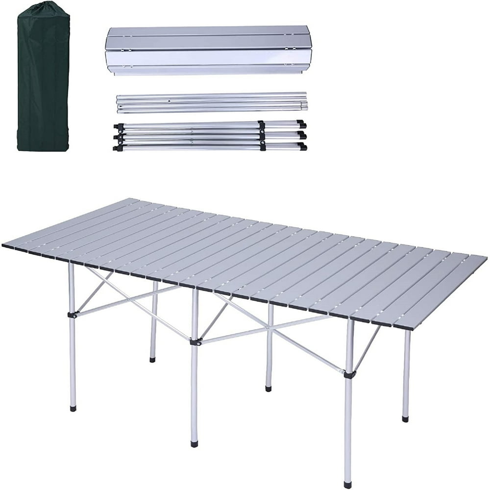 KARMAS PRODUCT Outdoor Portable Camping Table Compact Roll Top Aluminum