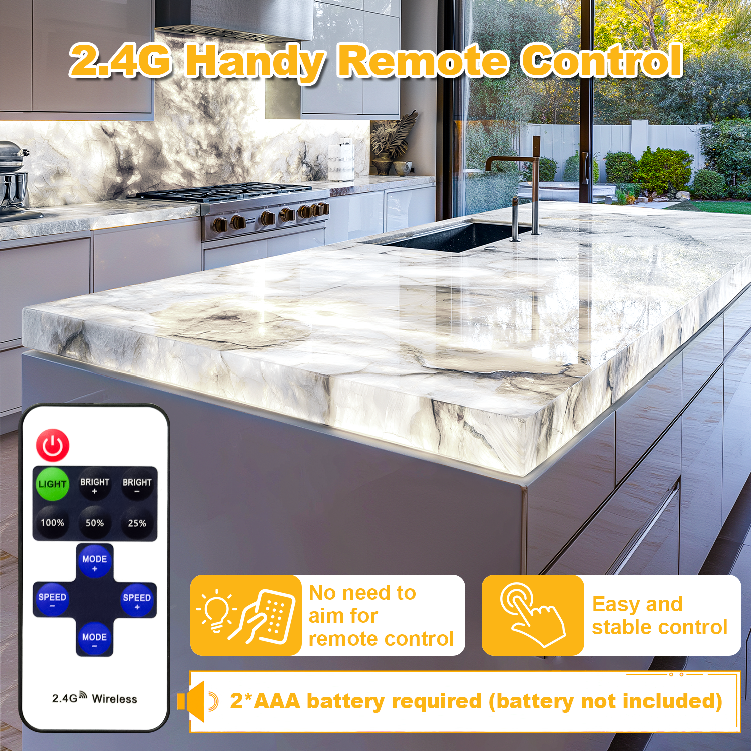 Voltide 4 Pack LED Backlight Sheet White 6000K 24V 36W, Dimmable LED Panel Sheet, Flexible Backlit Light with Remote Control, 19.7X9.7 Inch for Marble, Onyx, Quartz Countertop
