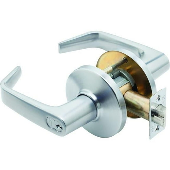 Stanley Best 9K37AB15DS3626 2.75 in. 9K Series Backset 7 Pin Entry 15 Lever & D Rose with ANSI Strike Less Core, Satin Chrome