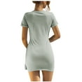 thumbnail image 5 of IROINNID Discount Wedding Guest Dresses for Women Evening Night Formal Fall Dress Round-Neck Short Sleeve Bandage Solid Tunic Mini Dress Elegant Wrap Dress,Mint Green, 5 of 5
