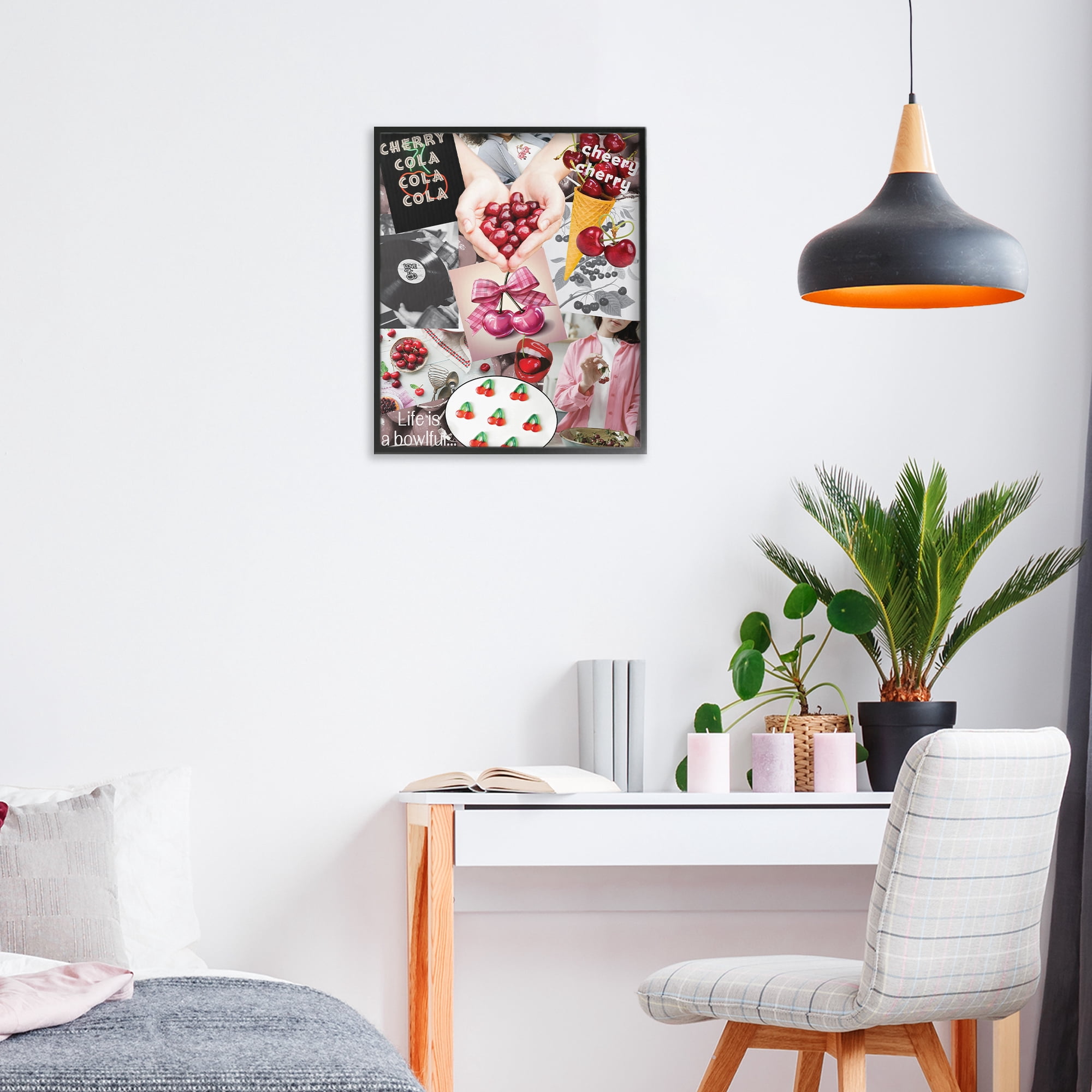 Stupell Industries Retro Cherry Mood Board Black Framed Giclee Art, design by Grotto Studios