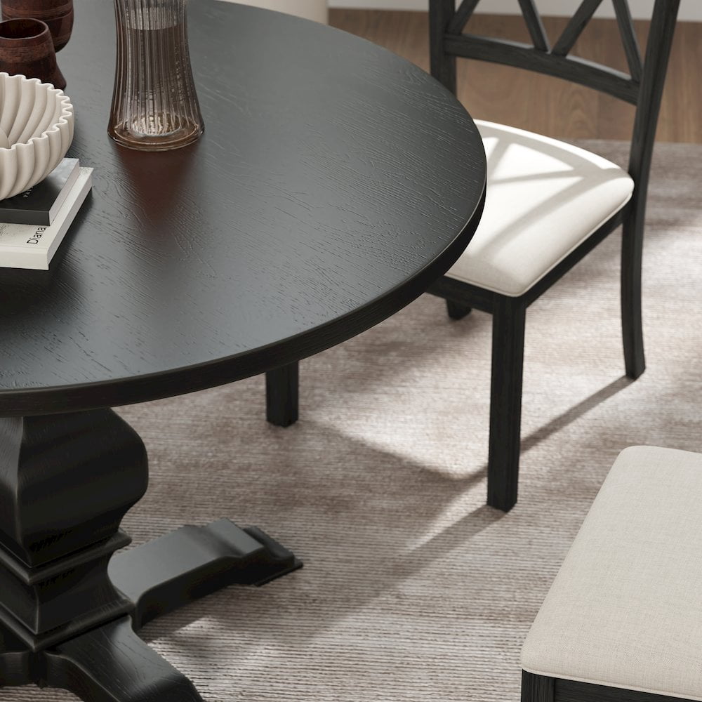 Roundhill Furniture Havre Pedestal Base Round Dining Table