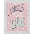 thumbnail image 1 of Hug Tapestry, I Need Your Hug Saying in Pastel Tone with Paw Heart Star Feather, Wall Hanging for Bedroom Living Room Dorm Decor, 40W X 60L Inches, Pale Seafoam Blush Grey White, by Ambesonne, 1 of 2