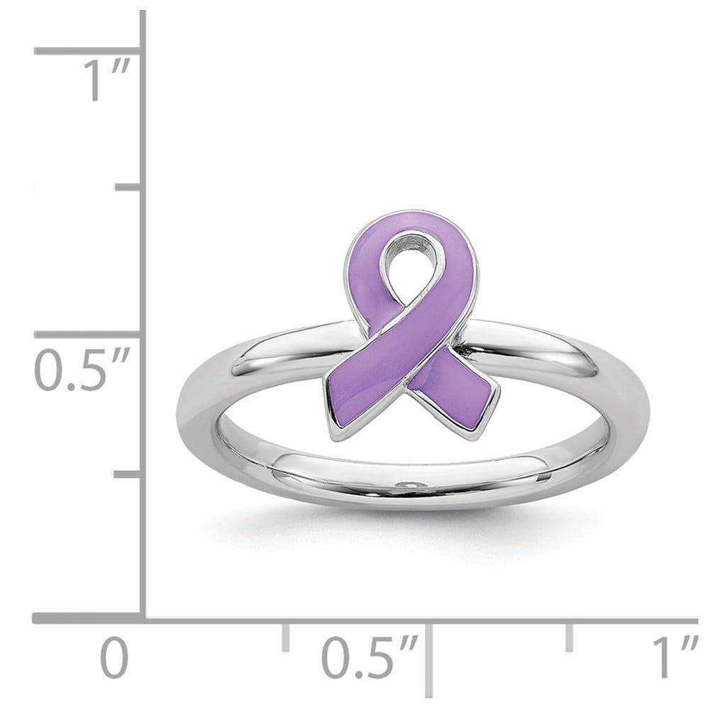 Sterling Silver Pink Enameled Awareness Ribbon Ring by Stackable Expressions Best Quality Free Gift Box 