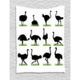 thumbnail image 1 of Ostrich Tapestry, Silhouette of Wild Camel Bird Animal in the Zoo Grass Illustration, Wall Hanging for Bedroom Living Room Dorm Decor, 60W X 80L Inches, Black White Fern Green, by Ambesonne, 1 of 2