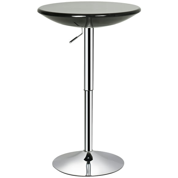 HOMCOM Round Bar Table, Tall Pub Table with Metal Base, Cocktail Bistro Table Adjustable Counter Height Black Silver