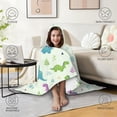 thumbnail image 4 of Wearable Blanket,LightGreen Cartoon Dinosaurs Leaves Triangles Pattern Hooded Wearable Flannel Blanket for Adults & Teens,Winter Poncho Shawl Wrap Cape Cozy Anti-Pill,50"x60", 4 of 5