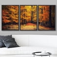 thumbnail image 2 of wall26 - 3 Piece Framed Canvas Wall Art - Pathway in The Autumn Park - Modern Home Art Stretched and Framed Canvas Ready to Hang - 24"x36"x3 Black, 2 of 5
