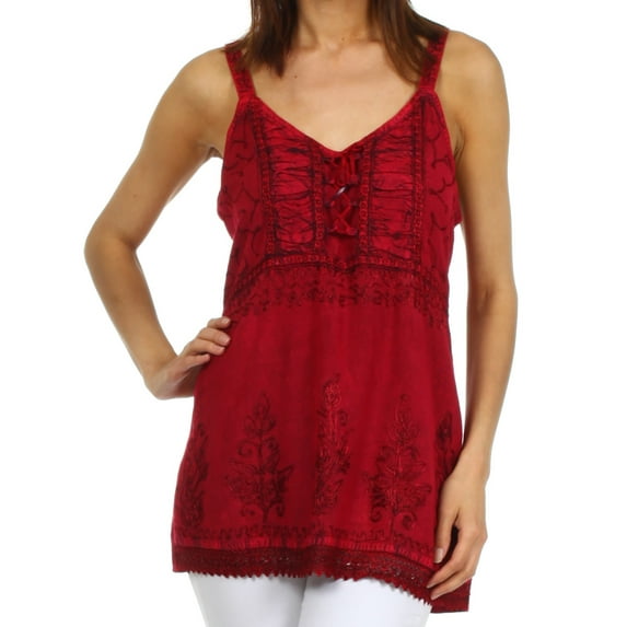 Sakkas Amelia Stonewashed Rayon Tank Top - Raspberry - One Size