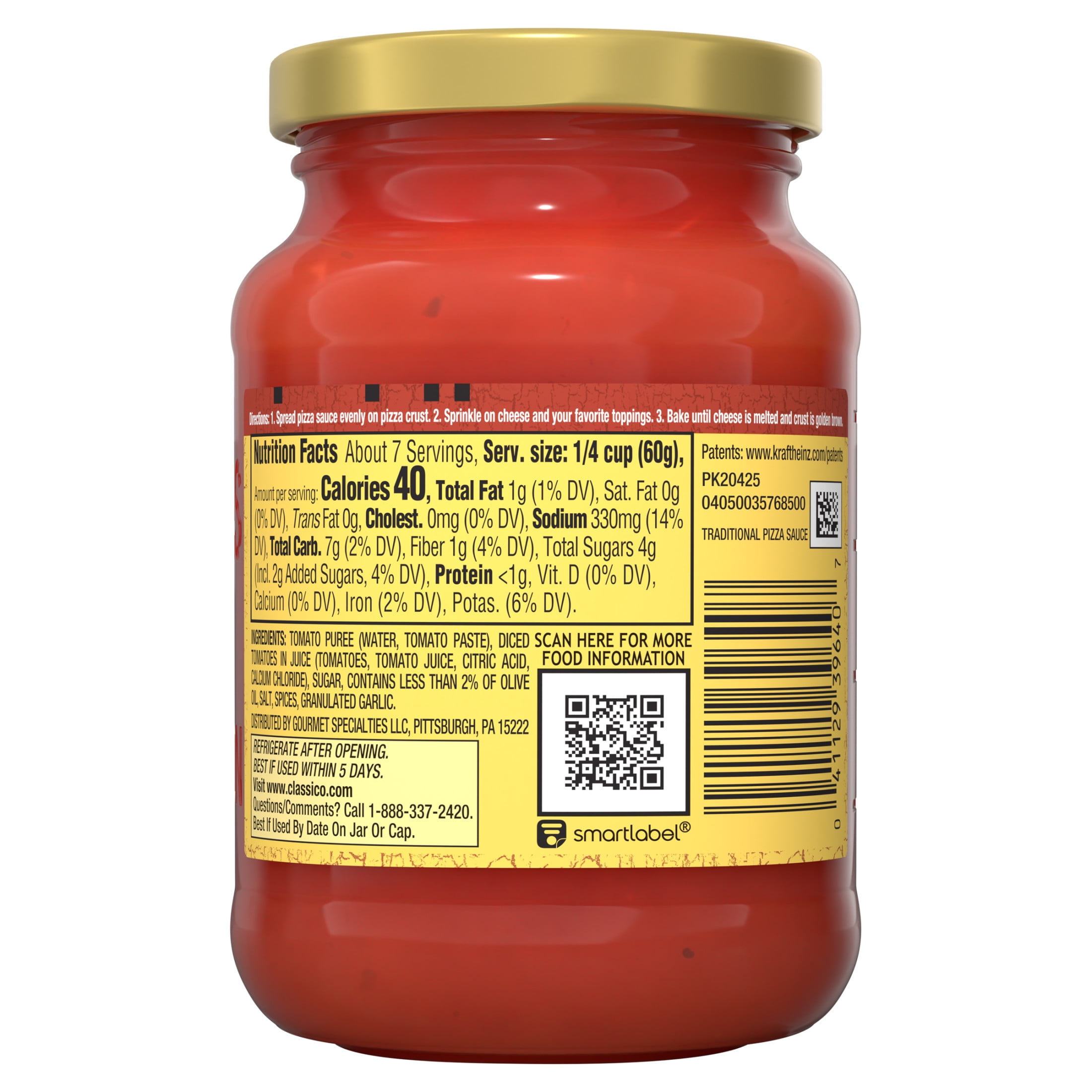 (3 pack) Classico Signature Recipes Traditional Pizza Sauce, 14 oz Jar