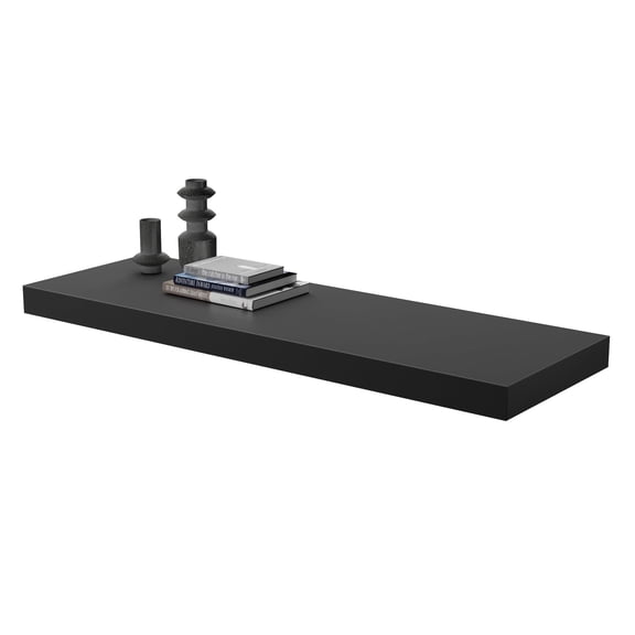 Dumekko Large Floating Shelves for Wall Set of 1 Wooden Wall Shelves 30 in x 12.75 in x 2 in Room Decor Long Shelf with Invisible Wall Mount Bracket for Bedroom, Kitchen, Living Room, Black