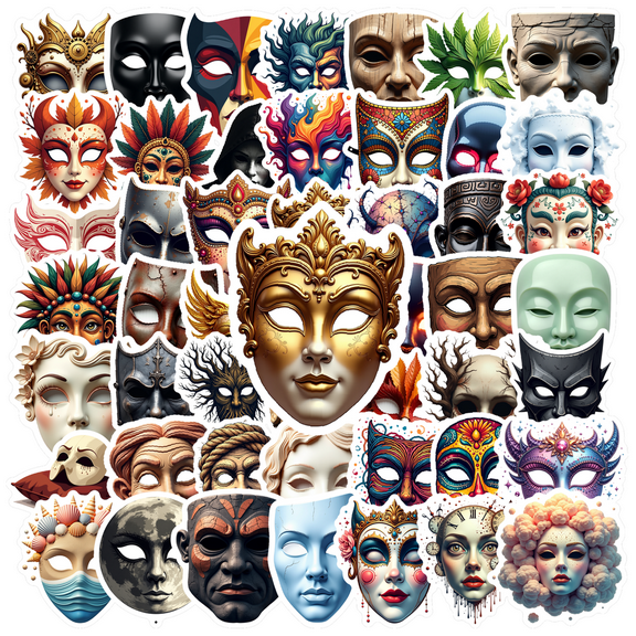 Realistic Mask Stickers, Waterproof Mask Sticker for Water Bottle Laptop Phone Cases Planner Skateboard Luggage Helmet Party Favor Decor, Ideal for Adults Teens Teacher Rewards