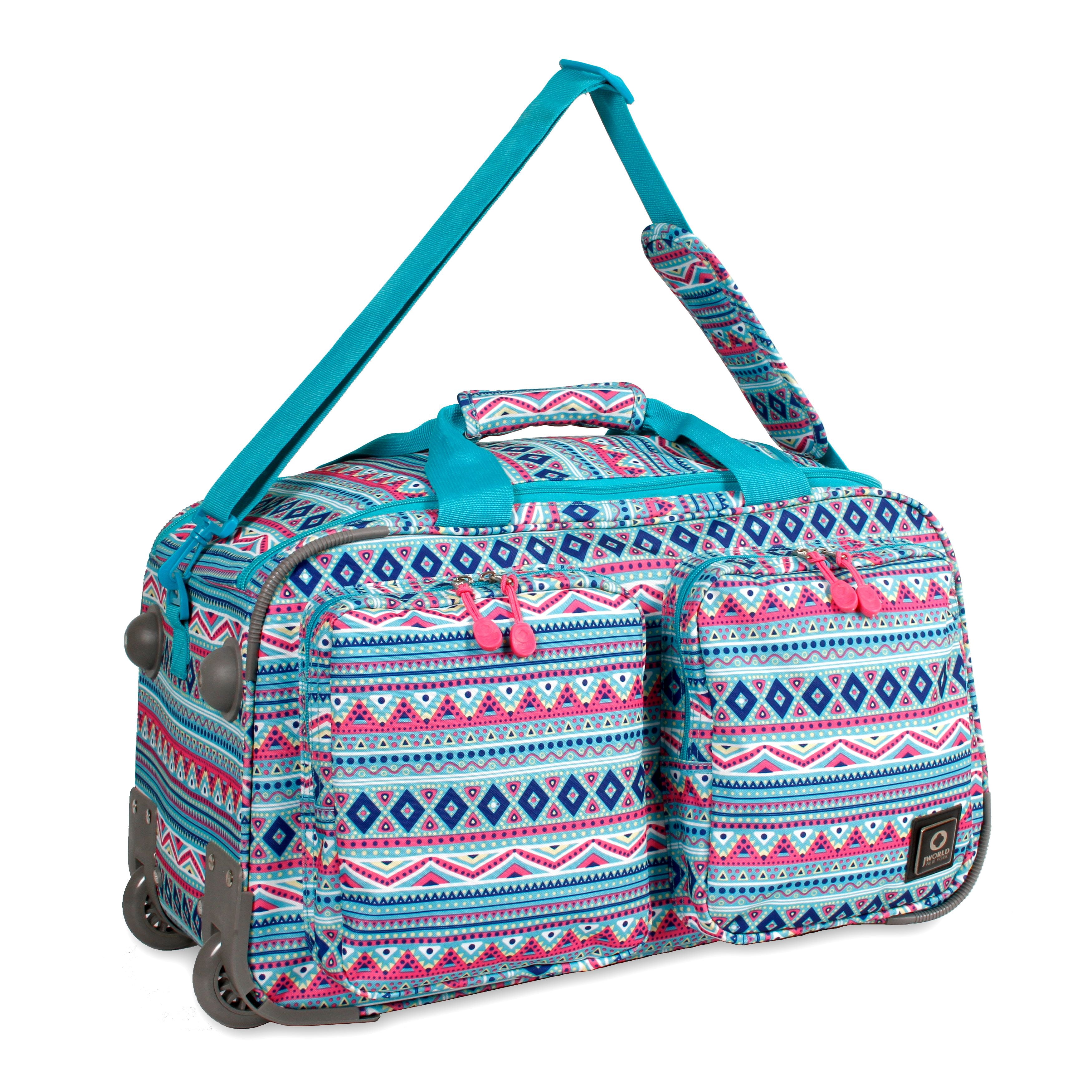 J World Duane Rolling Duffle Bag, Mint Tribal