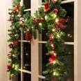 thumbnail image 1 of Guirnalda navideña LED de 2,7 m con piñas, frutos rojos, bolas navideñas, dulces, con 50 luces LED blancas cálidas JAMW Sencillez, 1 of 5