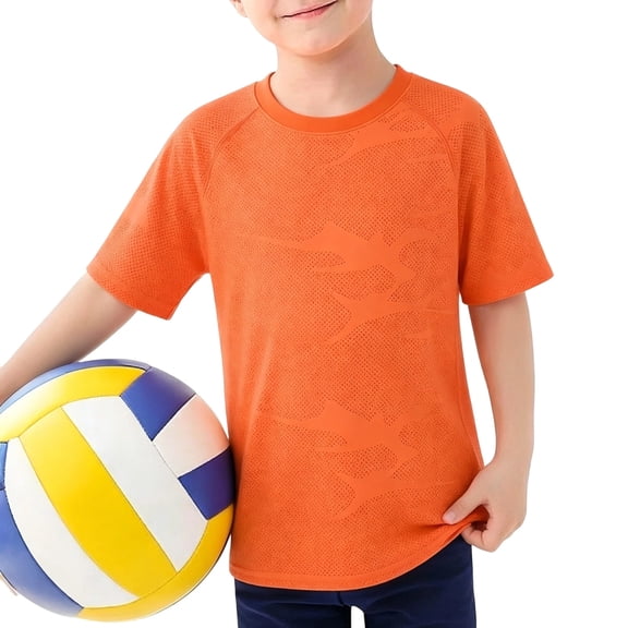 SOFTCCLO Boys Tshirts Short Sleeve Crewneck Solid Color Tops Sport Casual Athletic Comfy Kids T Shirts Size 9-10Y