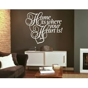 Home is Where Your Heart is! Wall Decal - wall decal, sticker, mural vinyl art home decor, quotes and sayings - 4336 - Pastel orange, 47in x 40in