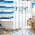 thumbnail image 5 of No Hook Shower Curtain, Turquoise Botanical Shower Curtains for Bathroom with See Through Top Window, Spring Weeping Eucalyptus Leaves Waterproof & Washable Bath Curtain Stand Up Stall 36"x72", 5 of 9